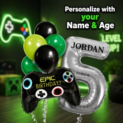 Video Game PERSONALIZED Name & Single Digit Balloon Bouquet